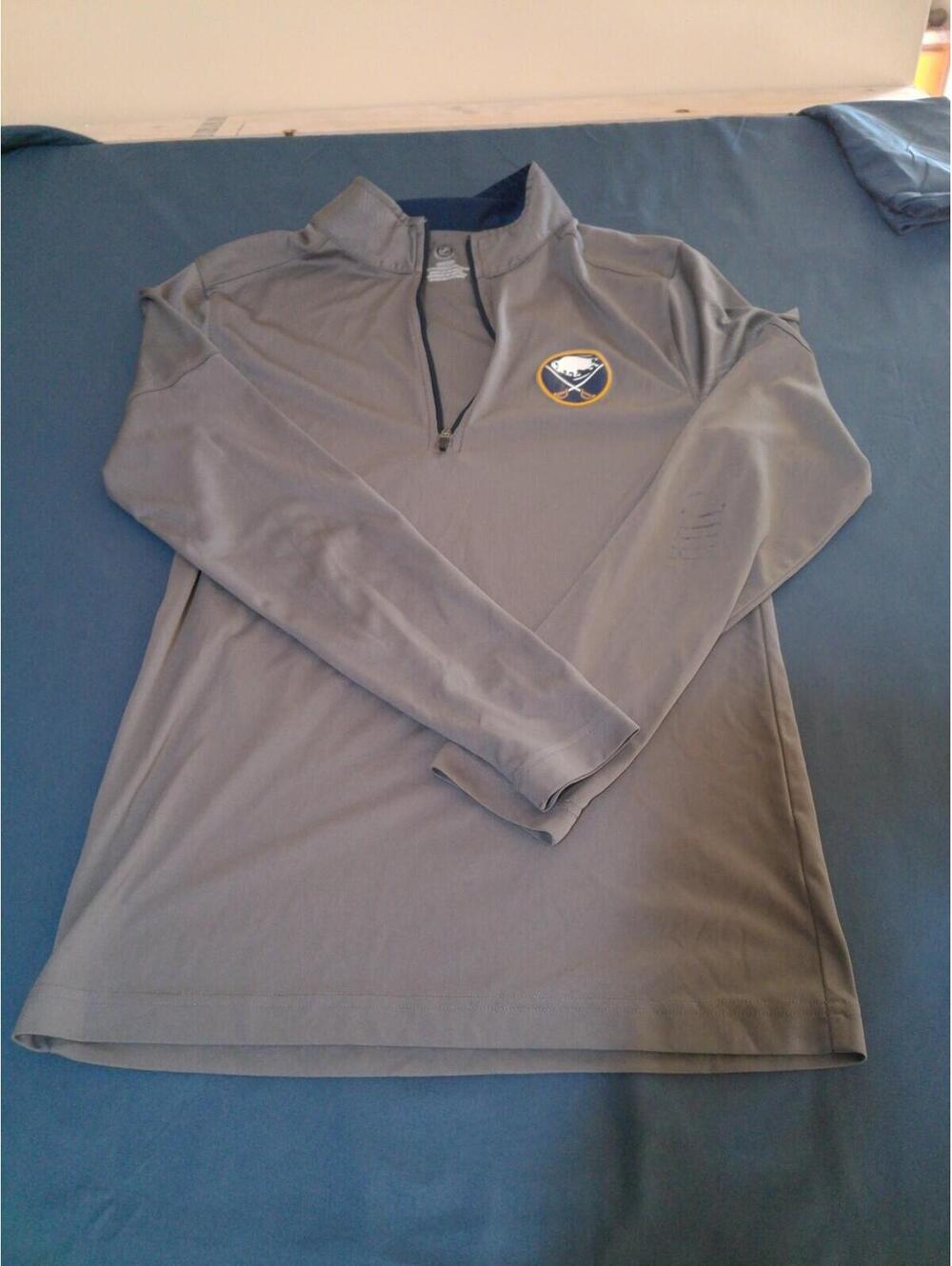 Buffalo Sabres NHL Mens 1/4 Zip Pullover Small Gray Athletic Long Sleeve Hockey